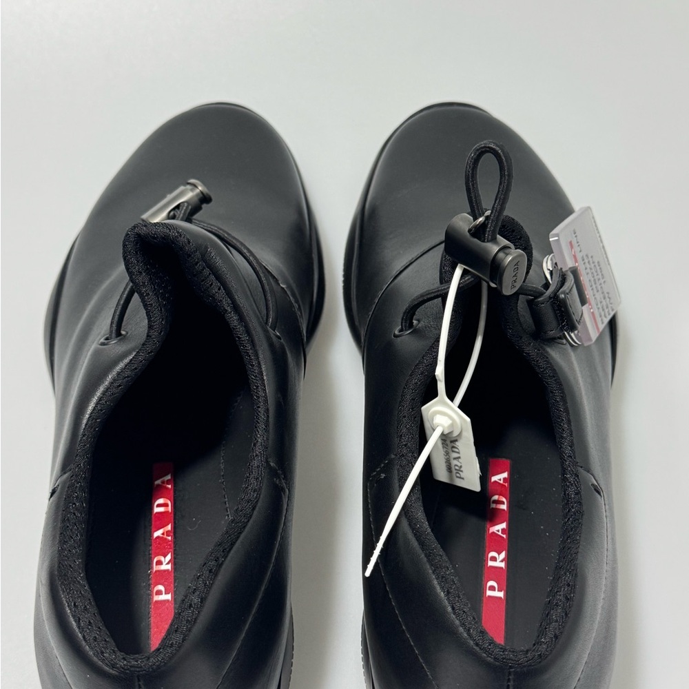 Prada Toblach Men’s Leather Sneakers Black Men’s Size 6 - Picture 7 of 8